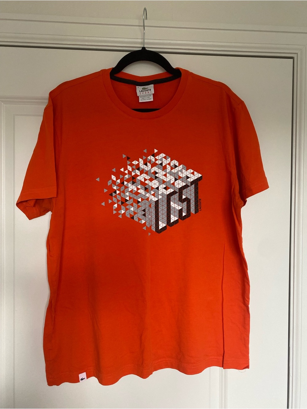 Lacoste Men’s Bright Orange Graphic Crew Neck Tee